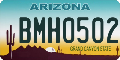 AZ license plate BMH0502