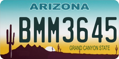 AZ license plate BMM3645