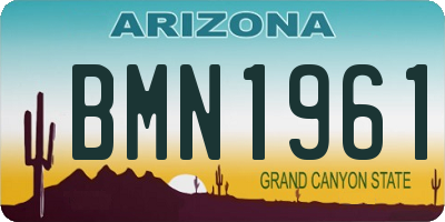 AZ license plate BMN1961