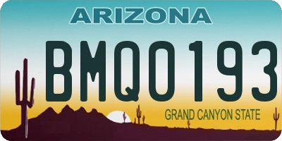 AZ license plate BMQ0193