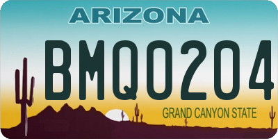 AZ license plate BMQ0204
