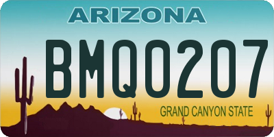 AZ license plate BMQ0207