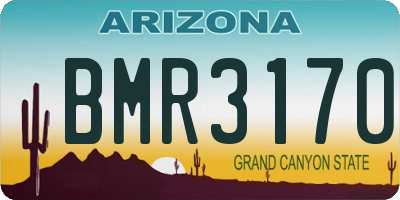 AZ license plate BMR3170