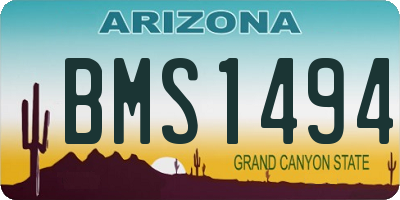 AZ license plate BMS1494