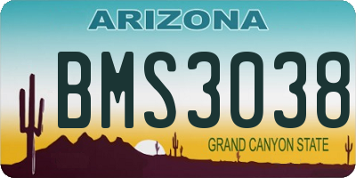 AZ license plate BMS3038