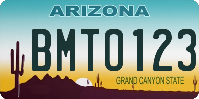 AZ license plate BMT0123