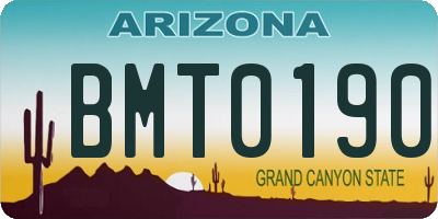 AZ license plate BMT0190