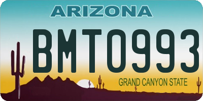 AZ license plate BMT0993