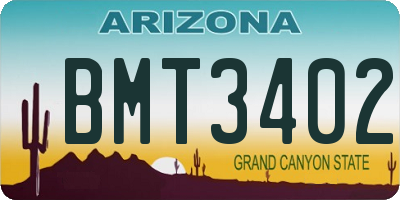 AZ license plate BMT3402