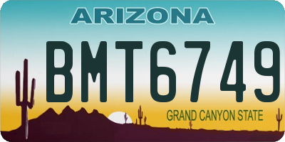 AZ license plate BMT6749