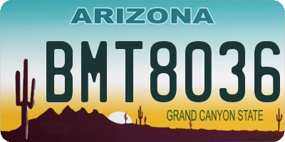 AZ license plate BMT8036