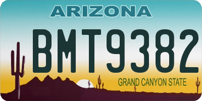 AZ license plate BMT9382