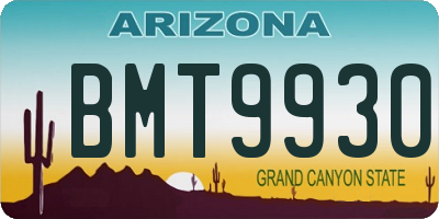 AZ license plate BMT9930