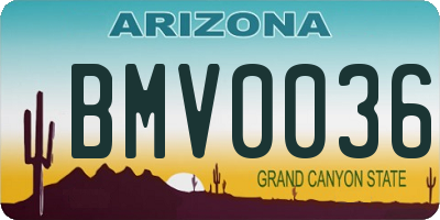 AZ license plate BMV0036