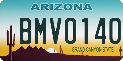 AZ license plate BMV0140