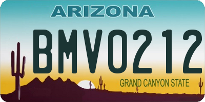 AZ license plate BMV0212