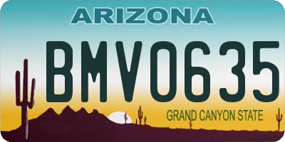 AZ license plate BMV0635