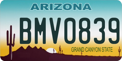 AZ license plate BMV0839