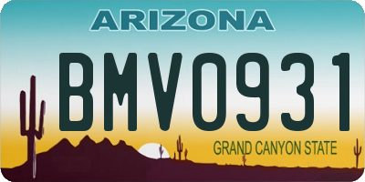 AZ license plate BMV0931