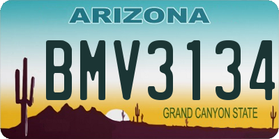 AZ license plate BMV3134