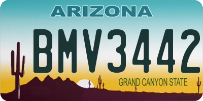 AZ license plate BMV3442
