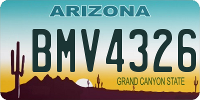 AZ license plate BMV4326