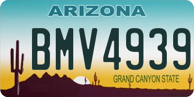 AZ license plate BMV4939