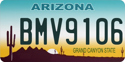 AZ license plate BMV9106