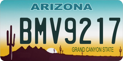 AZ license plate BMV9217