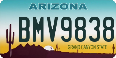 AZ license plate BMV9838