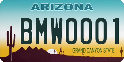 AZ license plate BMW0001