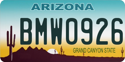 AZ license plate BMW0926