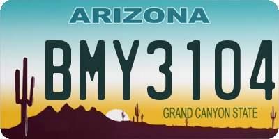 AZ license plate BMY3104