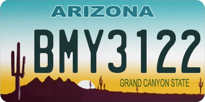 AZ license plate BMY3122