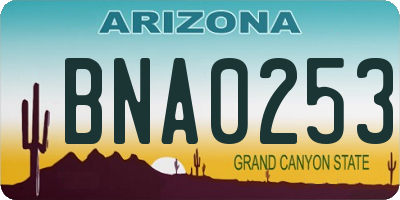 AZ license plate BNA0253