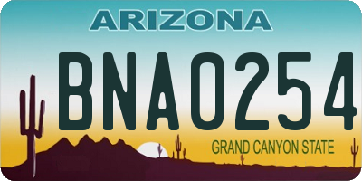 AZ license plate BNA0254