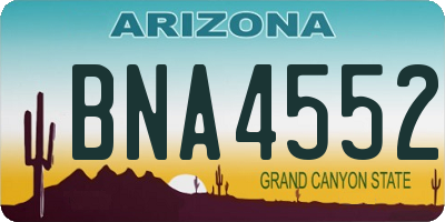 AZ license plate BNA4552