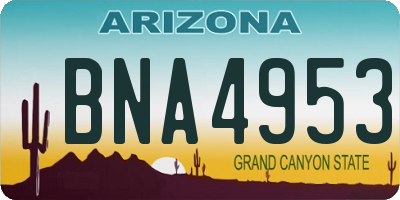 AZ license plate BNA4953