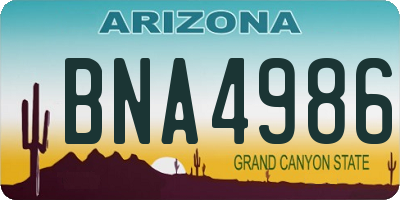AZ license plate BNA4986
