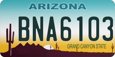 AZ license plate BNA6103
