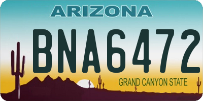 AZ license plate BNA6472