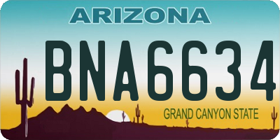 AZ license plate BNA6634