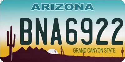 AZ license plate BNA6922