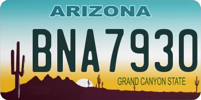AZ license plate BNA7930