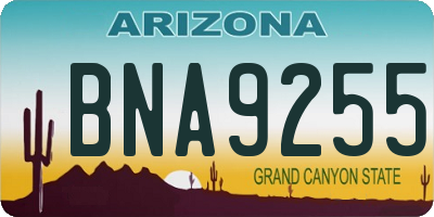 AZ license plate BNA9255