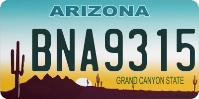 AZ license plate BNA9315