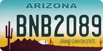 AZ license plate BNB2089