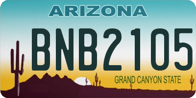 AZ license plate BNB2105