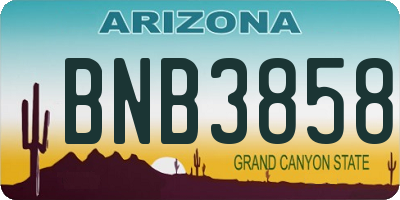 AZ license plate BNB3858