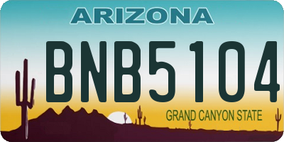 AZ license plate BNB5104